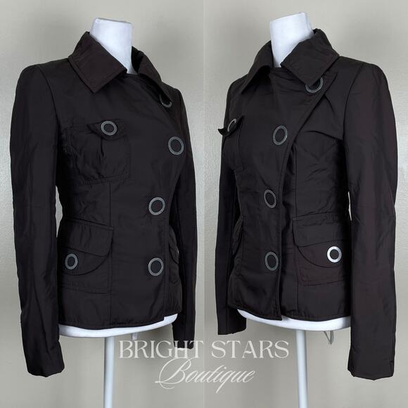 Rare Brown Jacket ASO Lorelai Gilmore Girls Moto Snap Button Casual Fall - Picture 6 of 12